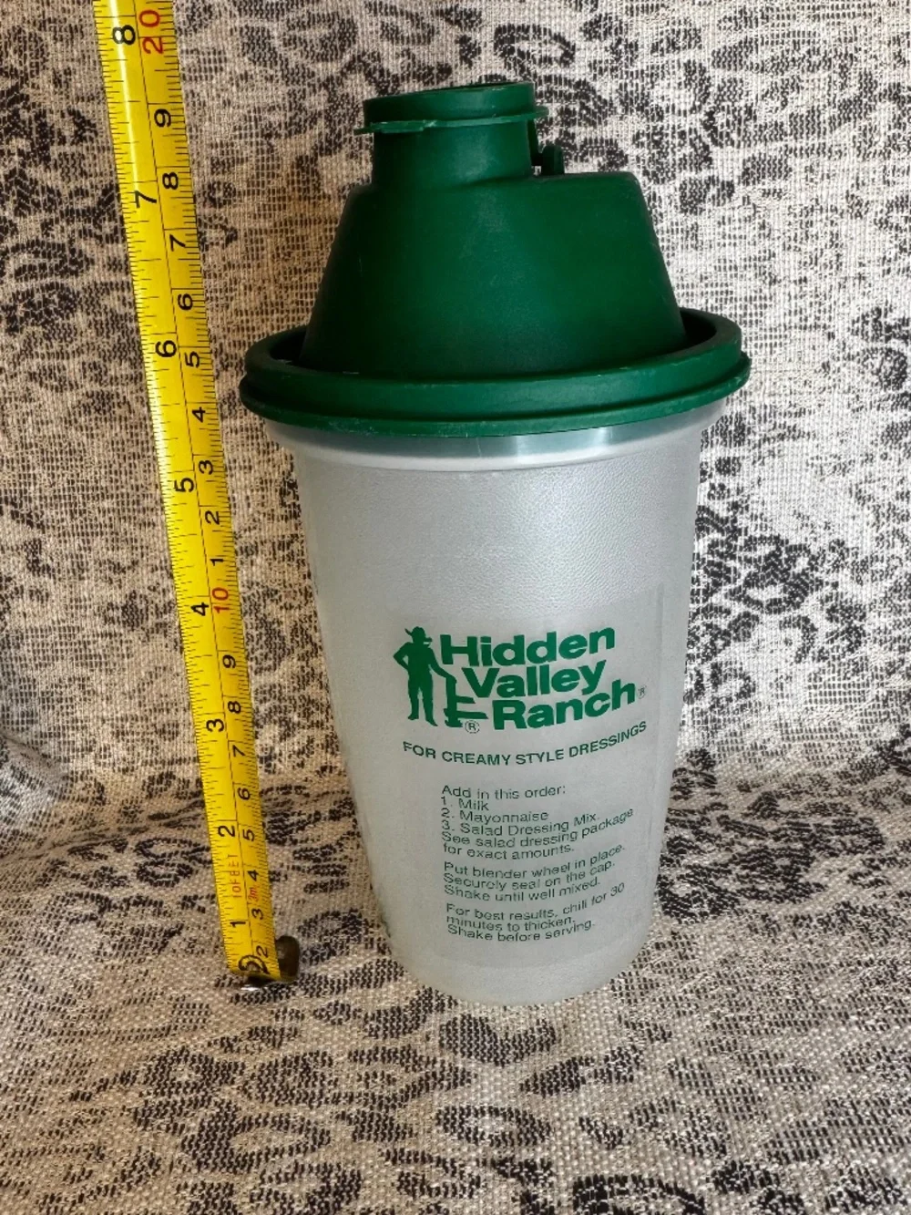Hidden Valley Ranch Dressing Shaker Blender Mixer Green 16oz w/Wheel Vintage